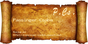 Passinger Csaba névjegykártya